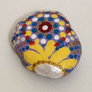 Meditation Stone Rainbow Mandala Dot Art